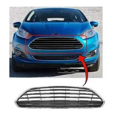 Ford Fiesta Front Bumper Centre Grille Upper Mat Black W/Chrome Moulding