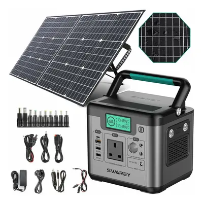 SWAREY S500 Portable Power Station 518Wh Solar Power Generator 500W 144000mAh with 100W Solar Pa