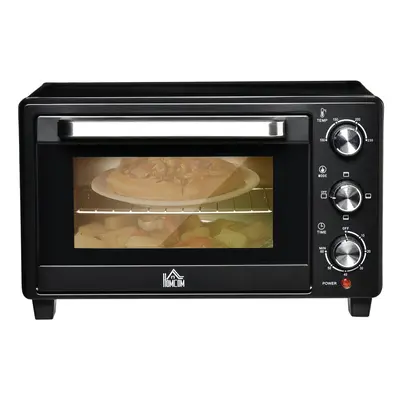 HOMCOM Mini Oven 21L Electric Grill w/ Adjustable Temp Timer 1400W, Black