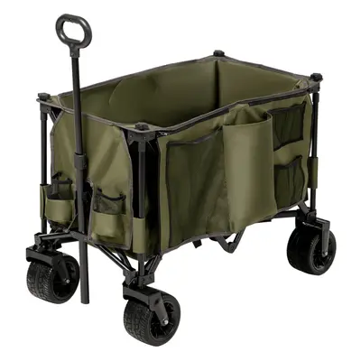 Outsunny Folding Wagon Garten Cart Collapsible Camping Trolley on Wheels, Green