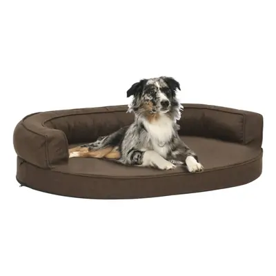 vidaXL Ergonomic Dog Bed Mattress Linen Look Brown Dog Pet Cushion Sofa Basket