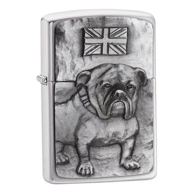 Zippo Bulldog Emblem Brushed Chrome Windproof Cigarette Lighter Smokers