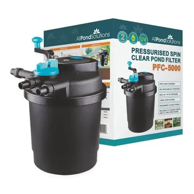 AllPondSolutions 5000L Pressurised Pond Filter 11w UV Easy Clean PFC-5000