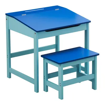 Children'S Desk And Stool Blue Sturdy MDF Suitable For Kids Room