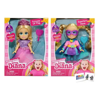 Pocket Watch Love, Diana Doll (2 Pack) Princess, Superhero with Gosu