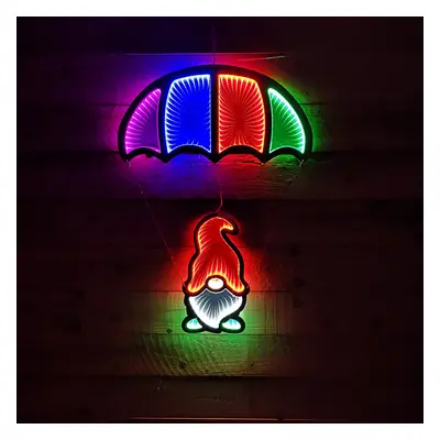 85cm Multicoloured Infinity LED Hanging Parachute Christmas Gnome Gonk