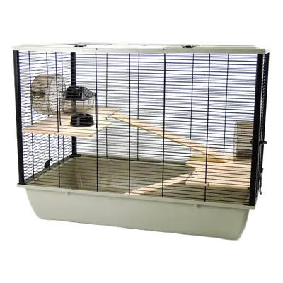 Langham Grey Large Rat Hamster Mouse Cage Two Tiers Wooden Shelves