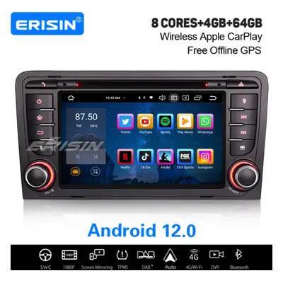 8-Core Android Car Stereo Audi A3 S3 RS3 RNSE-PU WiFi CarPlay DAB+ Satnav OBD2 Bluetooth DVB-T 6