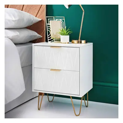 NEW Bedside Tables With Drawer Gold Legs Side Table Bedroom Furniture White