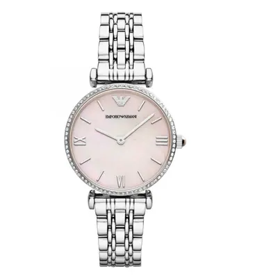 Emporio Armani Gianni T-Bar Pink Dial Stainless Ladies Watch AR1779