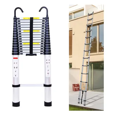 6.2M Extension Ladder with Safety Hooks 330lbs Capacity Aluminum Telescopic Ladder