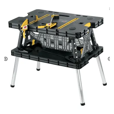 Keter Pro Series Portable Folding Work Table Bench & 12" Wood Clamps