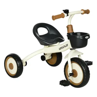 AIYAPLAY Trike W/ Adjustable Seat Basket, Kids Tricycle for Years Old, White