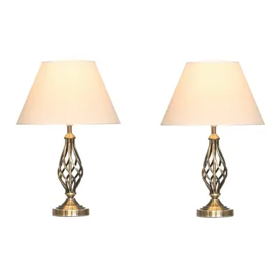 Traditional Table Lamps & Shades - Bedside Lamps - Antique Brass (Pair of 2)