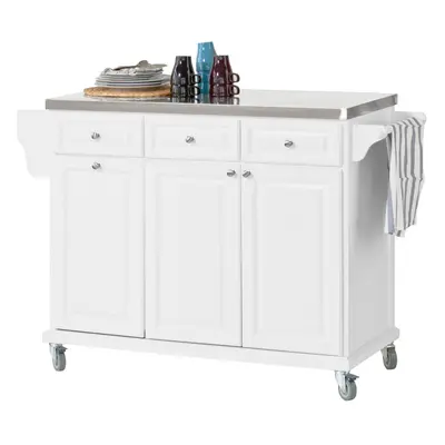 SoBuy FKW33-W Kitchen Island Trolley | White Kitchen Trolley