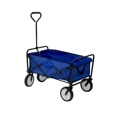 Oypla Blue Heavy Duty Foldable Garden Festival Trolley Cart Wagon Truck Wheelbarrow