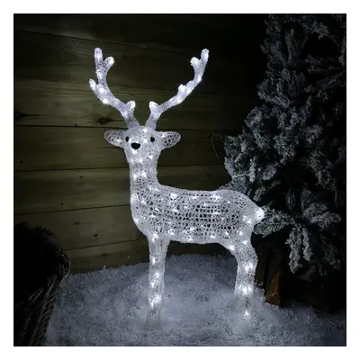 Christmas Outdoor Decorations ABS Standing Reindeer 85cm 3D ICE White LED