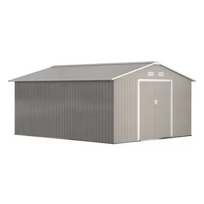 Outsunny x 11ft Garden Shed Storage with Foundation Kit & Vents Light Grey