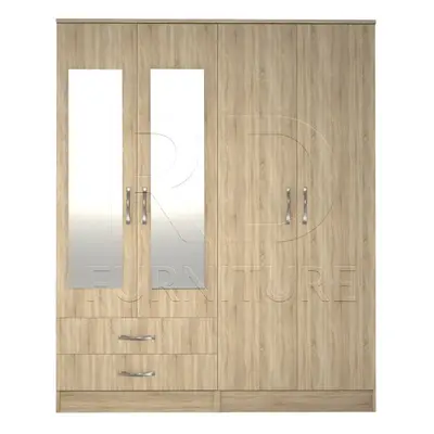 Ready assembled Classic Door Drawer Mirrored Wardrobe Oak