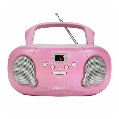 Groov-e Original Boombox Portable CD Player with AM/FM Radio and 3.5mm Aux-In GVPS733 - Pink