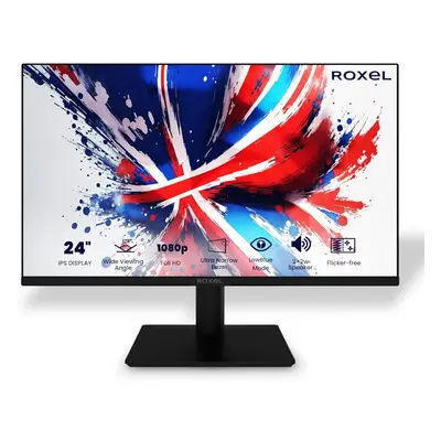 Roxel 24Inch IPS ELED Monitor, Borderless, FULL HD 1080P, 75Hz, 99% sRGB, 5ms RT