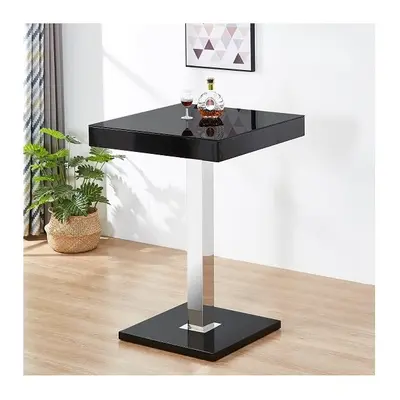 Topaz High Gloss Bar Table Square Glass Top In Black