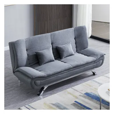 Grey Seater Convertible Recliner Sofa Bed with Pillows