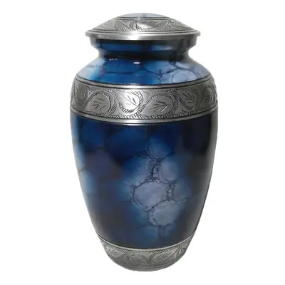 Large Adult Urn Cremation Ashes Funeral Memorial Blue Marble Effect