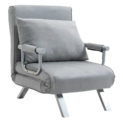 HOMCOM Single Folding Position Convertible Sleeper Chair Bed Light Grey