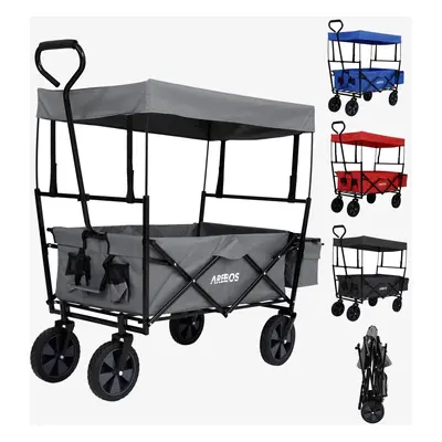 AREBOS Foldable Cart with Roof | Transport Cart | 2X Mesh Pockets and 1x Outside Pocket | Solid 