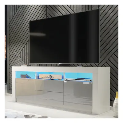 TV Unit 160cm LED - Creative Furniture - White & Grey Gloss Doors