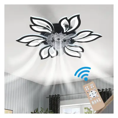 Modern Black Flower Shape Ceiling Fan Light with Remote Control