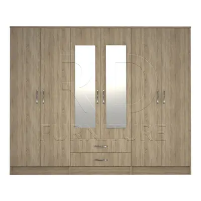 Ready assembled Classic Door Mirrored Wardrobe Oak