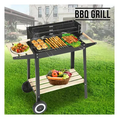 Small Size Portable BBQ Charcoal Grill Smoker Garden Wheels Outdoor