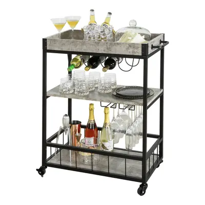 SoBuyÂ® FKW56-HG, Tiers Kitchen Trolley Serving Trolley with Wine Rack