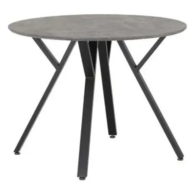 Athens Round Dining Table Concrete Effect Top Black Metal legs