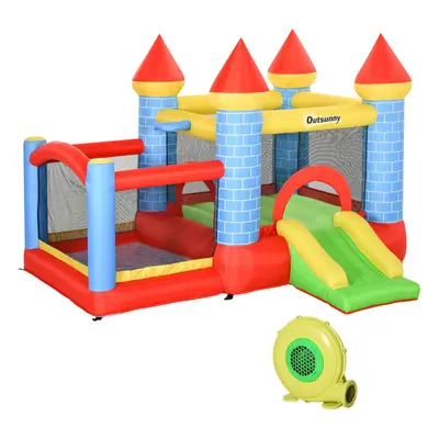 Outsunny Bouncy Castle W/ Slide Pool in composition W/ Blower Multi-color