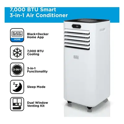 Black & Decker Smart Air Conditioner 7000BTU 3-in-1, R/C, Timer in White