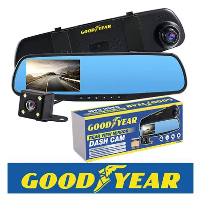 Goodyear HD Mirror Dash Cam Car DVR Video Recorder with Front and Rear Camera