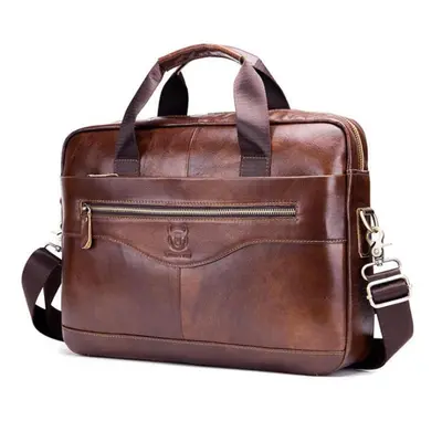 Men Genuine Leather Shoulder Bag Business Travel Crossbody Messenger Handbag Briefcase BROWN