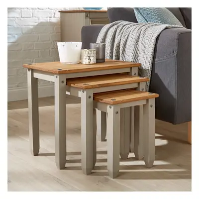 Corona Grey Pine Nest of Tables Set of Occasional Coffee Side Table