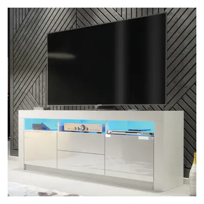 TV Unit 160cm LED Creative Furniture - White Gloss Doors