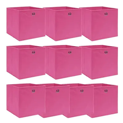 vidaXL 10x Storage Boxes Pink Fabric Foldable Garden Chests Cases Organisers