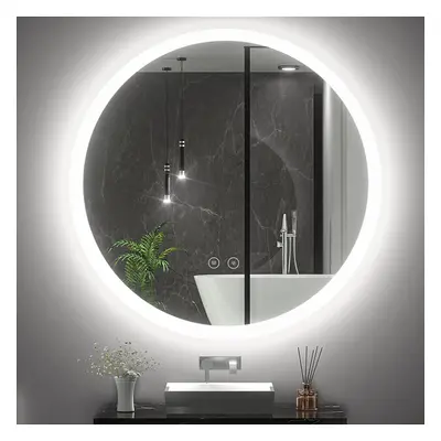 LED Bathroom Round Mirror Anti-fog Touch Warm Light