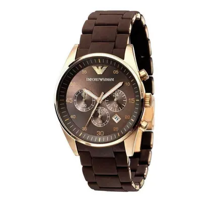 Emporio Armani AR5890 Men's Sportivo Rose Gold Brown Silicone Watch