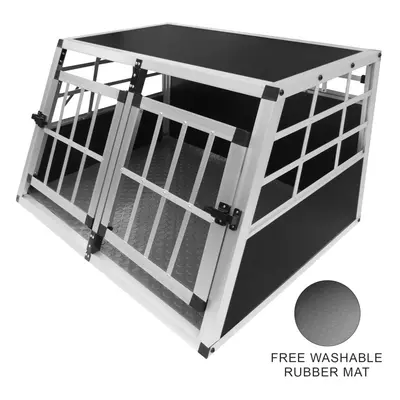 Pet Transport Cage Car Crate Aluminium Double Travel Box Doors