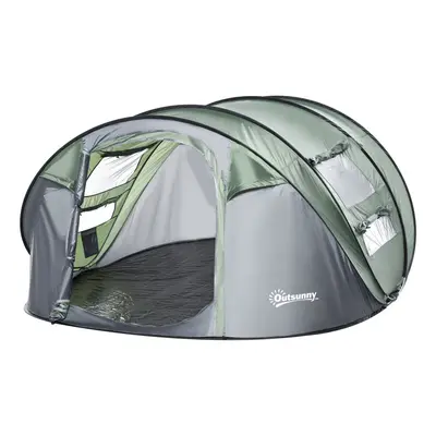 Outsunny Camping Tent Dome Pop-up Tent with Windows for Person Dark Green