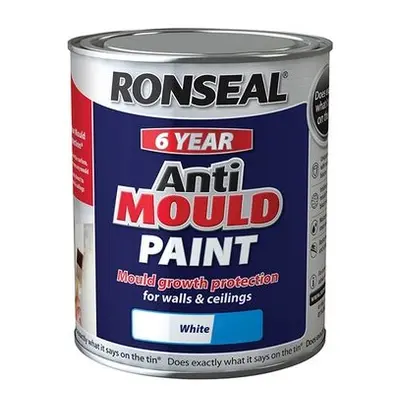 Ronseal 6 Year Anti Mould Paint White Silk 2.5 Litre