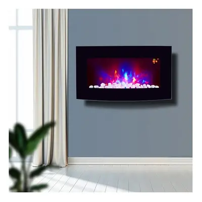 TruFlame LED Side Lit (7 colours) Wall Mounted Arched Glass Electric Fire with Pebble Effect