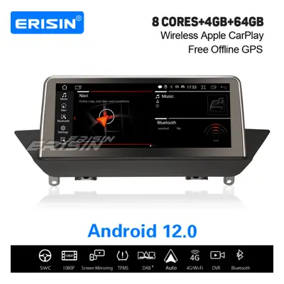 10.25" IPS Android 12.0 DAB+ Sat Nav CarPlay WiFi 4G Car Stereo For BMW E84 X1 CIC 64GB ROM